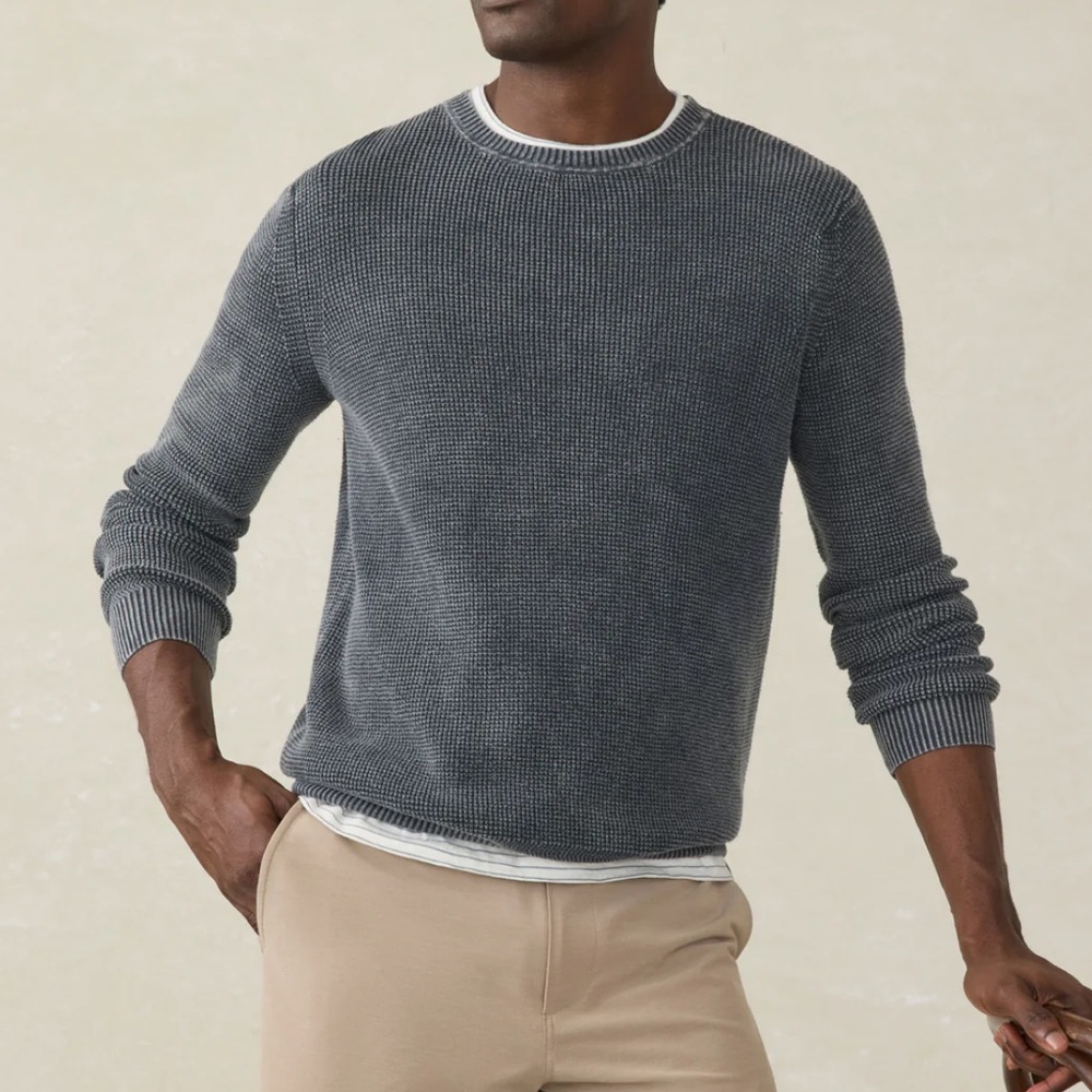 Faherty Sunwashed Crewneck Sweater - Faded Black size Small